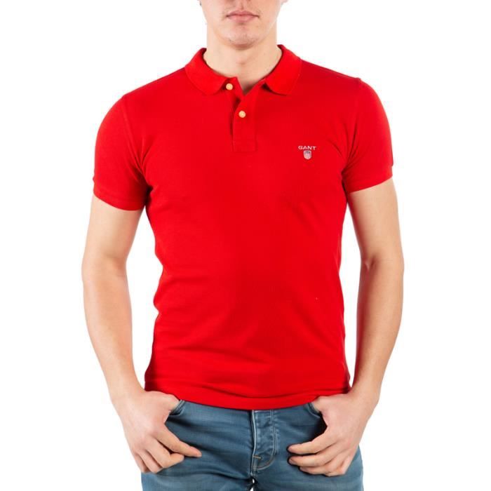 Gant Homme Polo Manche Courte Rouge