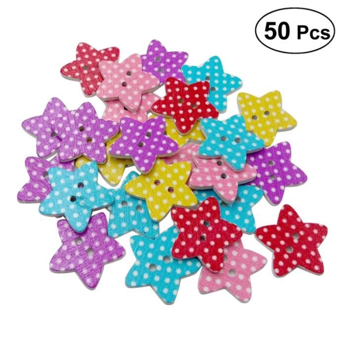 25 MM 50 pièces boutons couleur aléatoire Pentagram grille Point décoratif fond blanc Scrapbooking attaches pour la couture