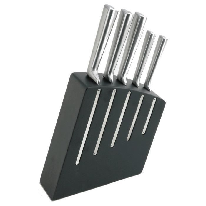 Pradel Jean Dubost 18507 Bloc de Cuisine Kimono Noir 5 Couteaux de de Cuisine Ventoux Acier Inox