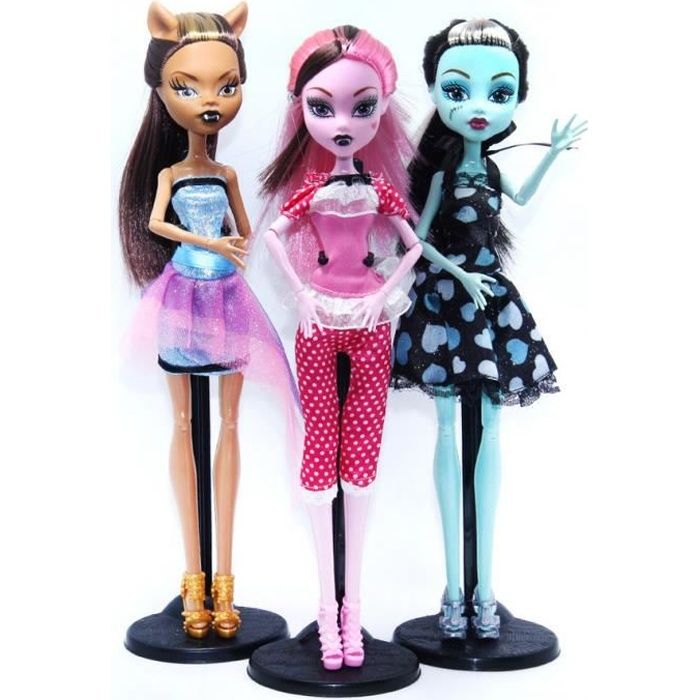 3PCS Créative Monster High poupée modèle Action Figure Enfants Cadeaux pour Enfant NOEL 28CM