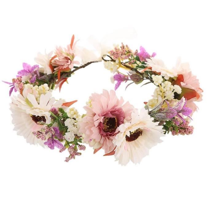 Couronnes de fleurs de haute qualité Couronne florale Vent Vent Daisy Daisy Guirlande Réglable Flower Bandeau Cheveux pour la cérémo