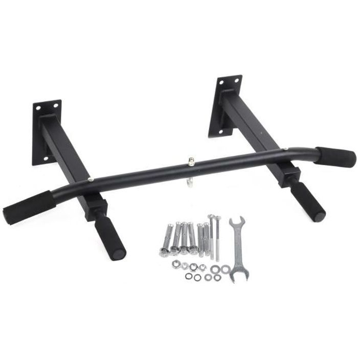 Barre de traction noire Montage mural Fitness musculations exercices bicipitales tractions VINTEKY®
