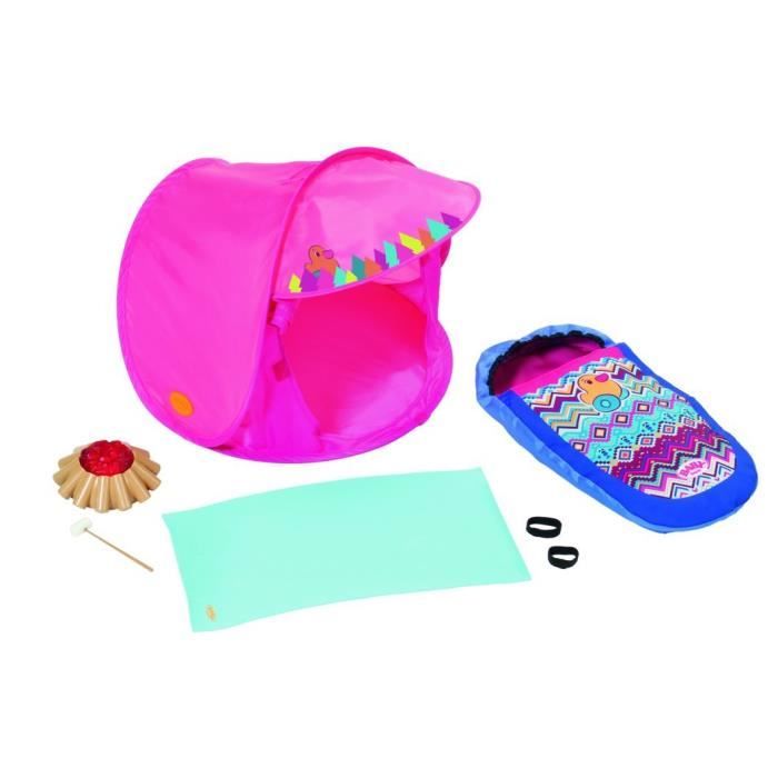 Zapf Baby Born jouer et Fun Camping Ensemble, un joli rose tente, tapis de sol, sac de couchage et feu de camp