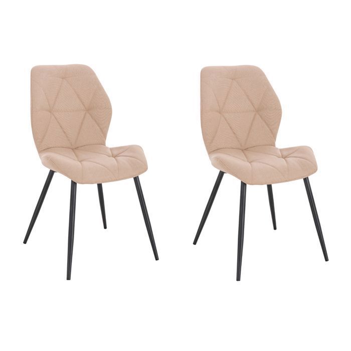 SVITA JAMIE Lot de 2 chaises de salle à manger Chaise rembourrée sans accoudoirs tissu beige
