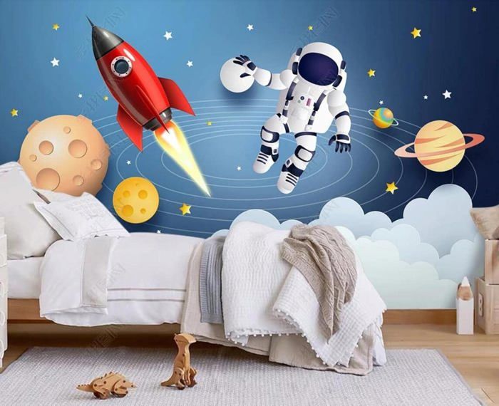 Papier Peint Panoramique Espace Astronaute Personnalisé Papier Peint 3D ...