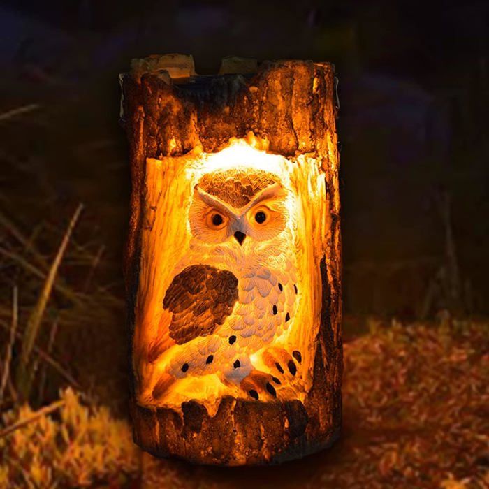 Lampe solaire LED de jardin en forme de hibou - Étanche - Éclairage