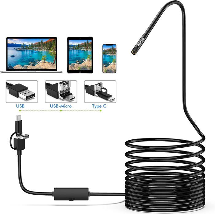 Kisbeibi Endoscope, Caméra D'inspection 3 En 1 HD étanche