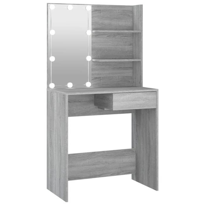 Coiffeuse/Table de maquillage - avec LED - Sonoma gris - 74 5x40x141 cm SS056702