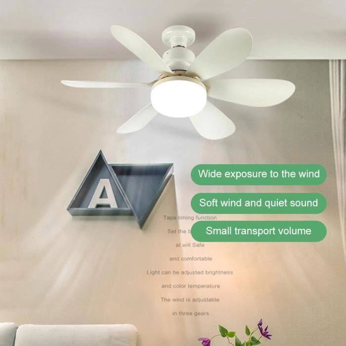 Ventilateur de Plafond Intelligent avec Lumière LED Sans Fil Télécommande Domestique Variable 30w 86-265V Blanc - Nobrand
