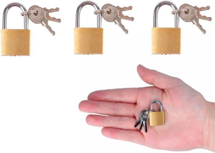 Lot De 3 Cadenas Laiton Avec 9 Clés - 26 Mm, étanches, Pour Valises, Casiers, Armoires - 3