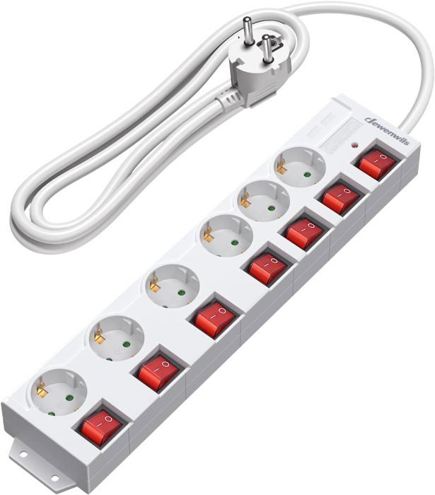 Multiprise 6 Prises avec 7 Interrupteurs Individuel,3680W Max,Montage ...
