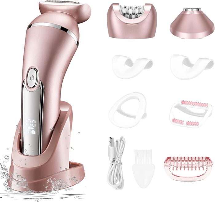 Rasoir électrique Femme - 3 en 1 - Étanche - Rechargeable - 2 vitesses - LED