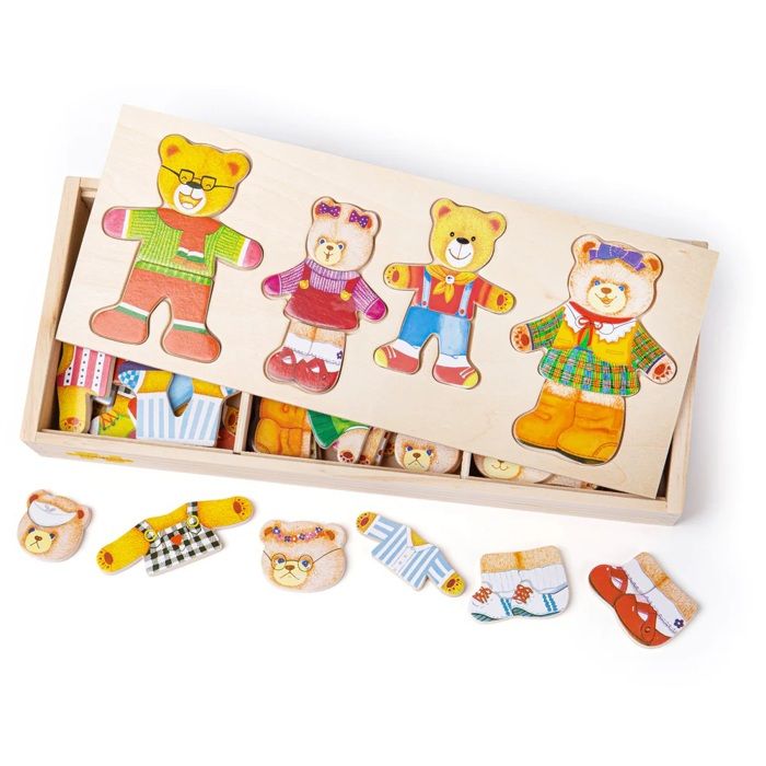 Puzzle dencastrement - Bigjigs Toys - Famille ours à habiller - 72 pièces - 3 ans - Intérieur