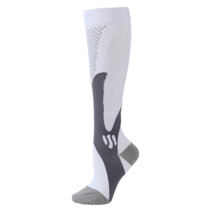 3 Paires Chaussettes de Compression Homme Femme Chaussettes de Sport pour Marathon Cyclisme Varices Blanc