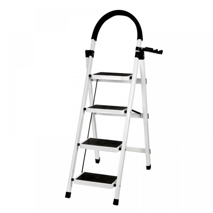 B.LIVEM Escabeau Ménager 4 Marches en Aluminium avec Mains Courantes 150 KG Echelle Multifonctions pour Maison 133 x 74 x 39 cm