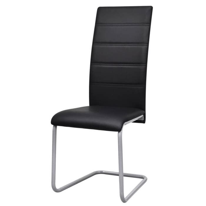 (SOLDES JUILLET)Chaises à manger cantilever 4 PCS - UU - Scandinave Fauteuil salon - noir similicuir FR1242290