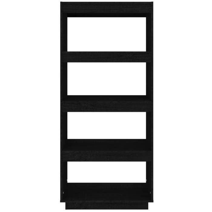 JM Bibliothèque polyvalente/Séparateur de pièce - support à livres Noir 60x35x135 cm Pin massif LV350