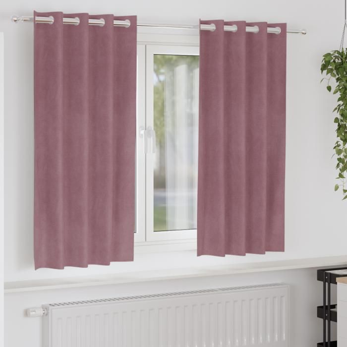 Rideaux occultants 2 pcs à œillets polyester rose foncé - contemporains lavables