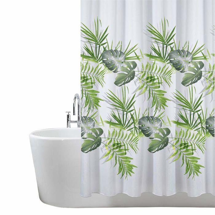 Rideau De Douche 'Ciel Ensoleillé' 175x180 Cm - Motif Herbe Et Nuages, 100% Polyester