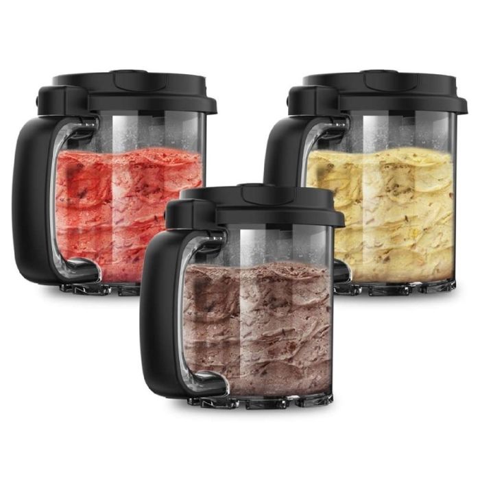 Cecotec Carafes de 700 ml avec couvercle pour réfrigérateur GelaCups 2100. Compatible avec Gelatec 2100
