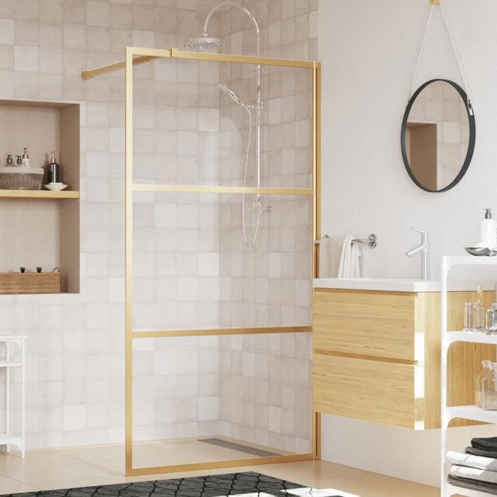 Paroi de douche vidaXL Verre ESG Cadre doré 115x195 cm - vue 2
