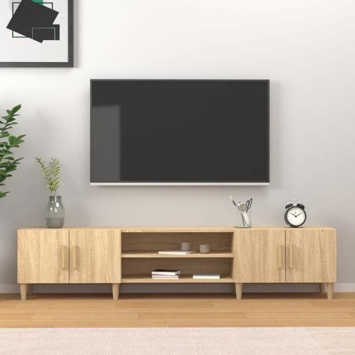 Meuble TV style Chêne sonoma - 180 x 315 x 40 cm - Bois dingénierie qualité supérieure