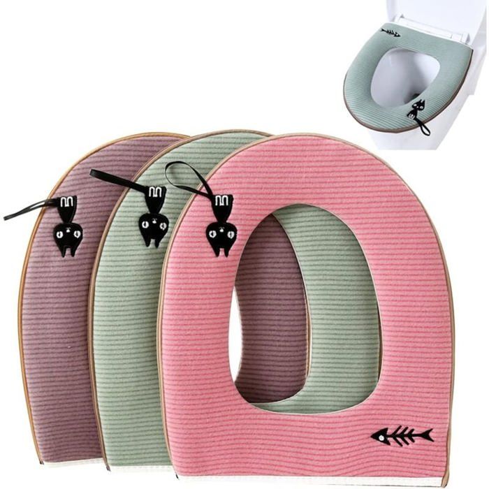 ABATTANT WC,Pink B--Universelle Housse de Siège de Toilette Tapis Doux