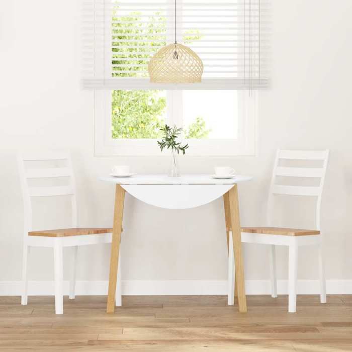 Chaises de salle à manger en bois massif - vidaXL - 2 pièces - Blanc et naturel - Bois dhévéa massif - 48 5x49x90 cm