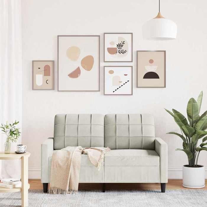 Canapé 2 places velours - MANGO - Crème - 120 cm - Velours polyester - 137x77x80 cm - Cadre métal - Rembourrage mousse Canapé 2 places velours - MANGO - Crème - 120 cm - Velours polyester - 137x77x80 cm - Cadre métal - Rembourrage mousse