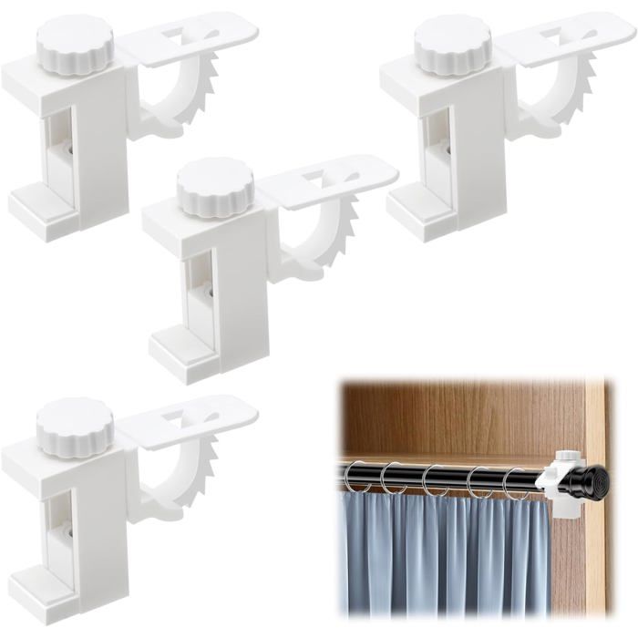 Lot de 4 Supports de Tringle à Rideau Réglables Fixation Murale pour Salon Bureau Chambre Penderie Armoire