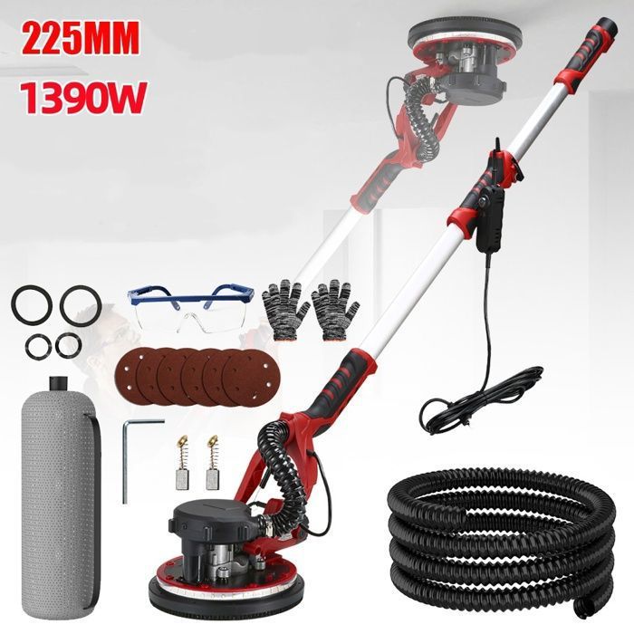 Ponceuse Girafe 1300W 6 Vitesses Lumière LED Poignée Télescopique Ponceuse