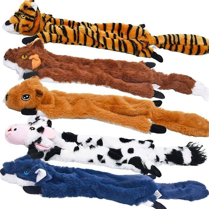Peluches Couineuses avec Papier Froissé - Lot de 5 Jouets pour Chien Sans Rembourrage - Jouet Interactif pour Chiots et Chiens