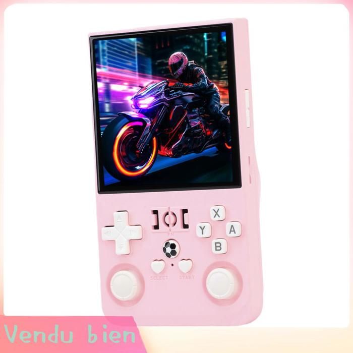 Garosa Console de jeu rétro Console de jeu portable rétro R36MAX batterie longue durée de 4000mAh 4 pouces jeux video 64G Rosé