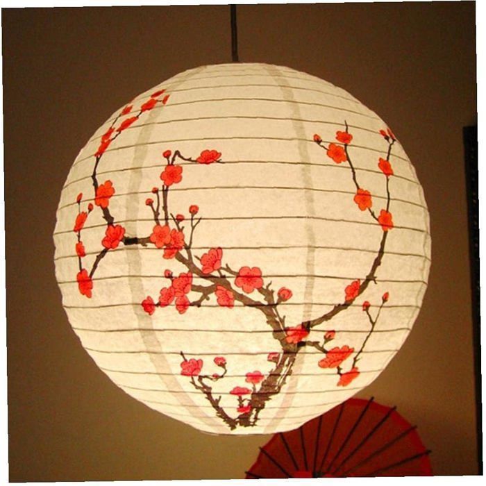 40cm Lanternes Japonaises en Fleur De Prune Rond Lampe De Papier À Ombre LAMPION DE DECO DE FETE