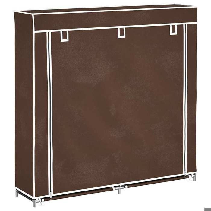 Moderne Armoire à chaussures avec housse 115 x 28 x 110 cm Tissu Marron Etagères & casiers à chaussures @EU45493