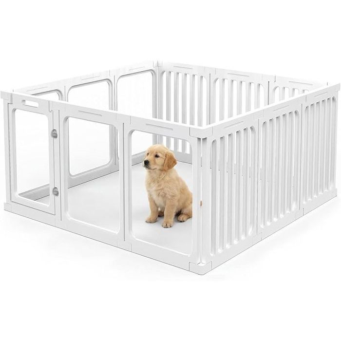 Parc pour Chien en Acrylique Transparentclôture Portable 60 cm pour Chiots et Chiens de Petite et Moyenne TailleUsage12Panneaux
