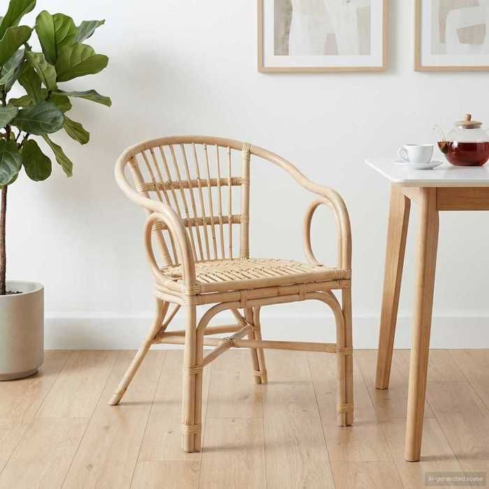 Chaise intérieure moderne vidaXL Fauteuil empilable Naturel 58 x 60 x 81 cm Rotin(3704）