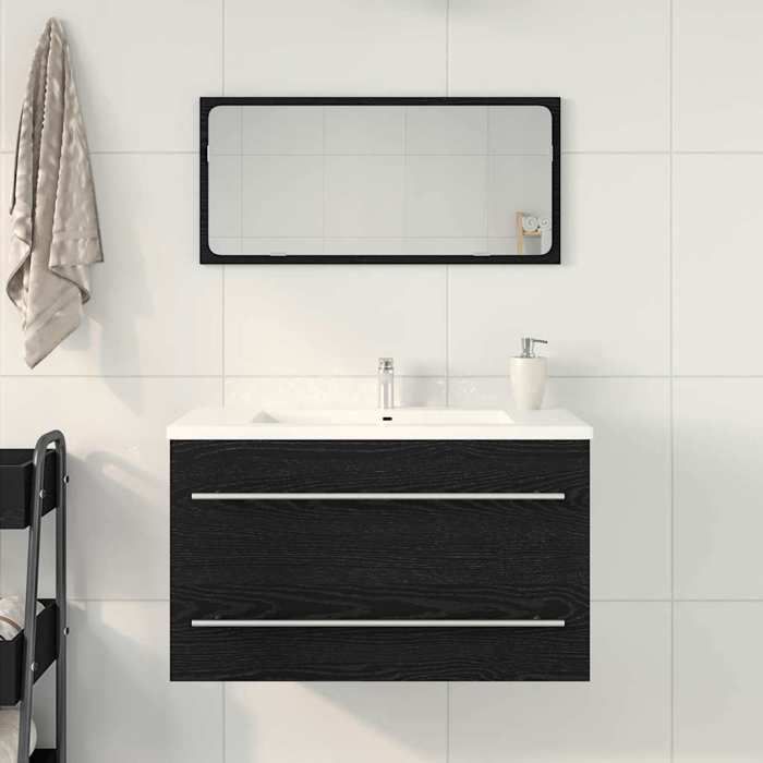 Meuble sous-évier - COCO - bois dingénierie - chêne noir - montage mural - gain de place - 80x38 5x48 cm&91201