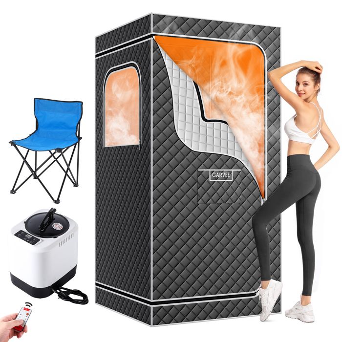 Sauna vapeur portable maison 4L 1500W Tente tissu Oxford 600D isolation 5 couches montage rapide chaise pliante 90x90x180cm