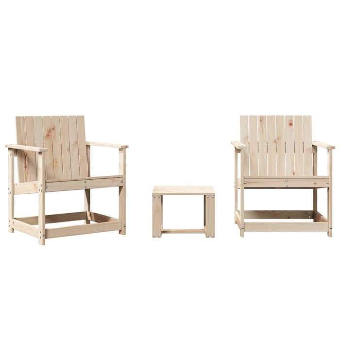 Siège de balcon - HAOSHOP - Salon de jardin 3 pcs bois massif de pin&01_67504
