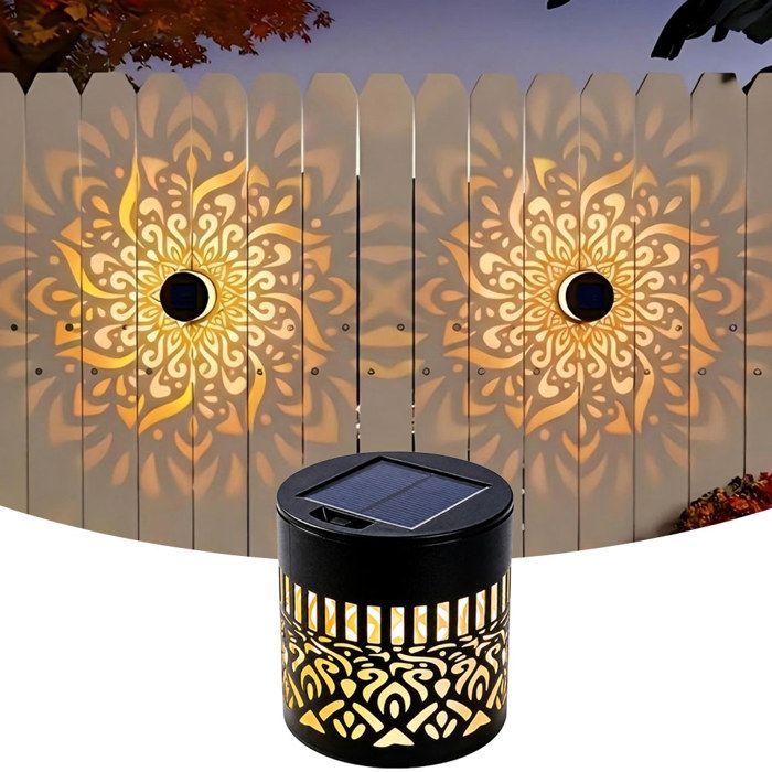 1 Pièce Lampe Solaire Exterieur LED Applique Murale Lumières Mandala IP65 Étanche projecteur décoratif dextérieur pour patio