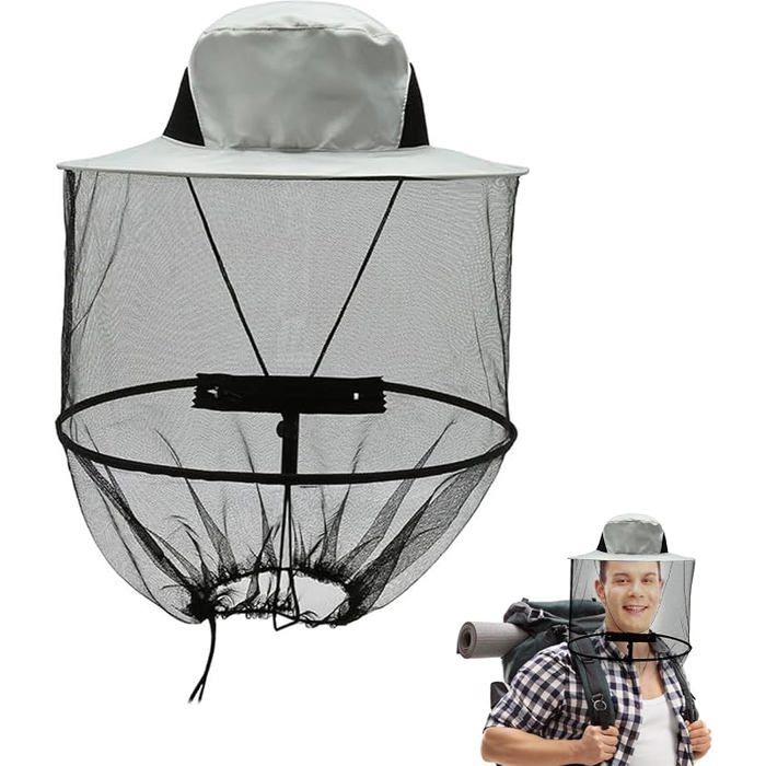 Chapeau apiculteur de Tete Filet de Tête Anti Moustiquaire Chapeau Ecran Insecte pour Hommes Femmes Pêche en Plein
