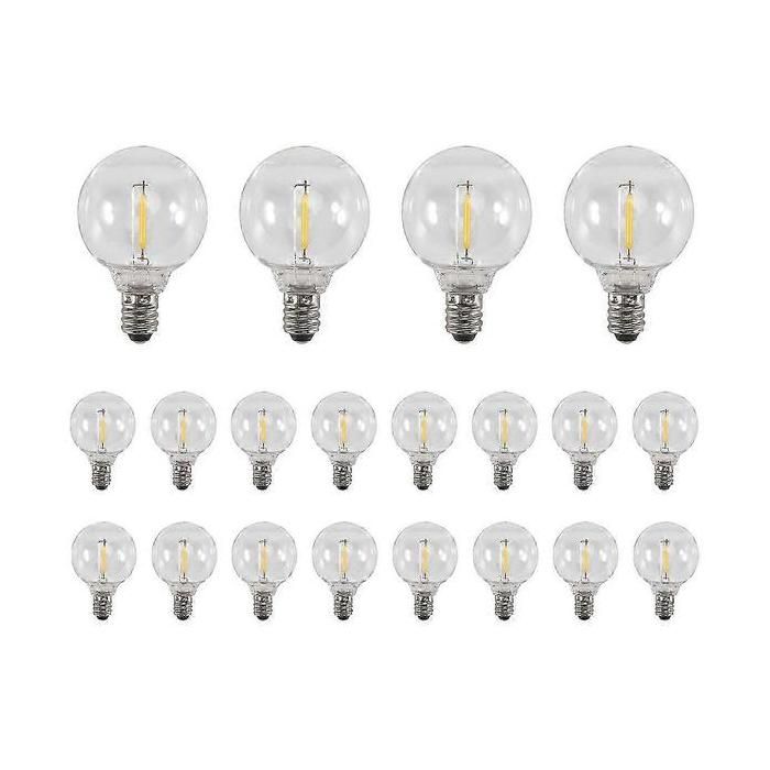 Lot de 20 ampoules LED G40 de rechange culot à vis E12 incassables pour guirlande solaire