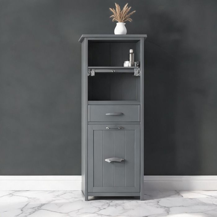 Colonne De Salle De Bain Armoire De Salle De Bain en MDF Gris 40 x 24 x 160 cm