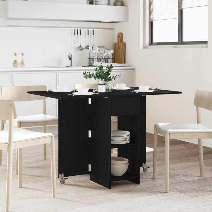 TABLE Noir - Table à dîner 115 x 70 x 75 cm Bois dingénierie Chêne noir(Vidaxl)_4203