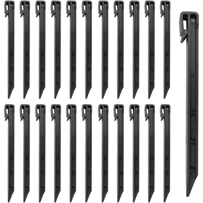 Lot de 30 Piquets en Plastique de 25 virgule 4 cm pour Bordure de Pelouse et Jardin Piquets d Ancrage Noir pour jardin et extérieur