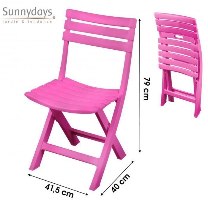 Tables et chaises - Chaise de jardin BIRKI - Fuchsia - Plastique - L 41.5 x P 40 x H 79 cm Rose