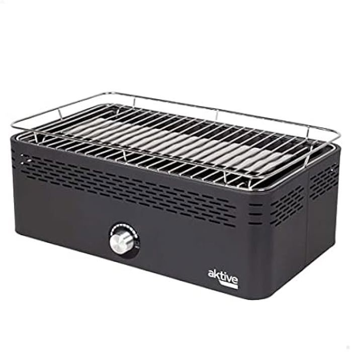 Barbecue portable - AKTIVE - Rectangulaire - Acier inoxydable - 45 x 28 x 19 cm - Sans fumée