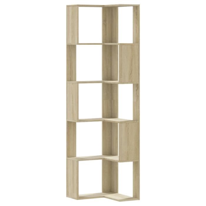 Bibliothèque dangle - ASHATA - BK852584 - 5 niveaux - Chêne sonoma - Bois dingénierie