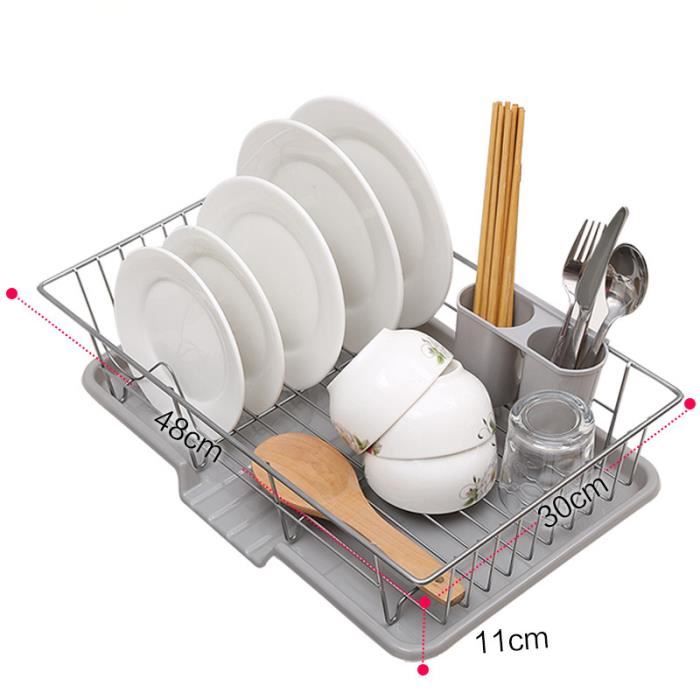 WHEN® égouttoir vaisselle – bac à vaisselle en plastique – étendoir pour  vaisselle avec bac d’égouttement